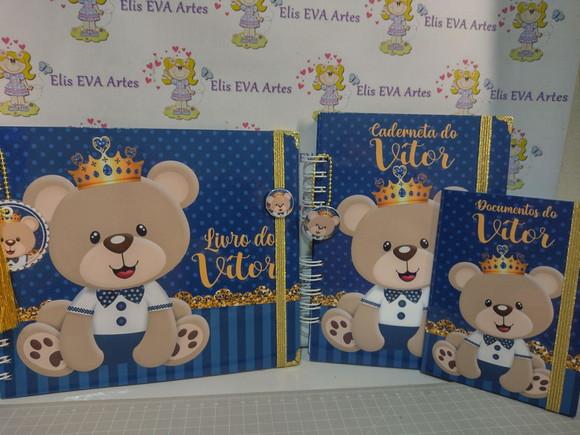 Kit Livro do Bebê c/ Caderneta de Vacinação Ursinho Príncipe