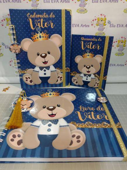 Kit Livro do Bebê c/ Caderneta de Vacinação Ursinho Príncipe
