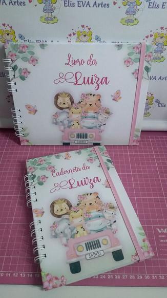 Kit Livro do Bebê e Caderneta de Vacinação Safari Rosa