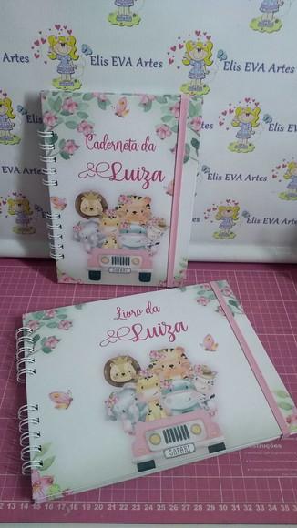 Kit Livro do Bebê e Caderneta de Vacinação Safari Rosa