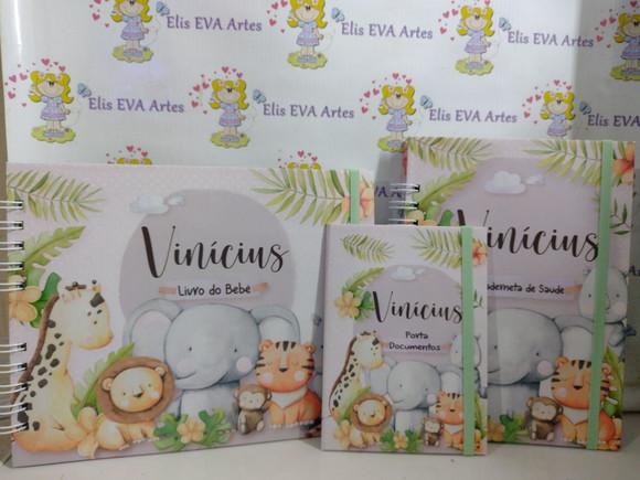 Kit Livro do Bebê Safari Baby e Caderneta de Vacinação+brind