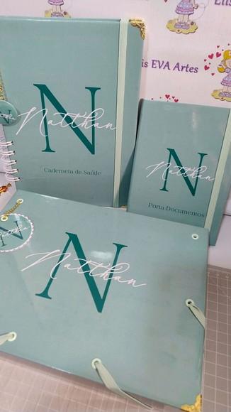 Kit Maternidade Caderneta/pasta Plástica e Porta Documentos