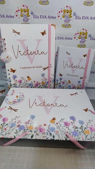Kit Maternidade Caderneta/pasta Plástica Floral Clean