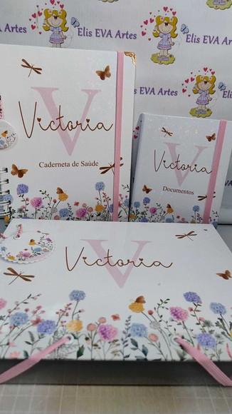 Kit Maternidade Caderneta/pasta Plástica Floral Clean