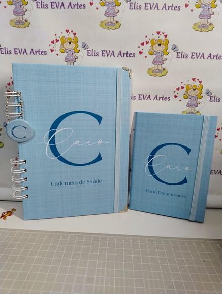 Kit Maternidade Caderneta/pasta Plástica Personalizado Linho