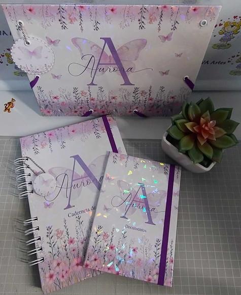 Kit Maternidade Jardim de Borboletas Lilás Personalizado