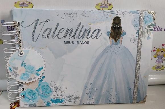 Livro de Assinatura 15 Anos Personalizado 19x24 Azul Claro