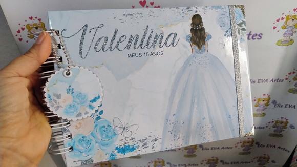 Livro de Assinatura 15 Anos Personalizado 19x24 Azul Claro