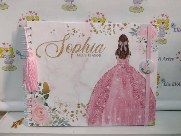 Livro de Assinatura 15 Anos Personalizado 19x24 Rosa Bebê