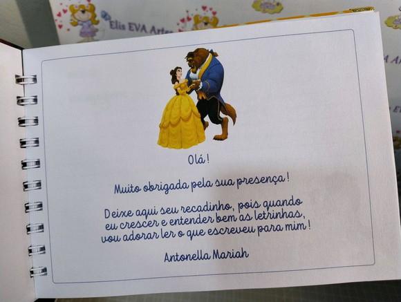 Livro de Assinatura a Bela e a Fera Holográfico/aniversário