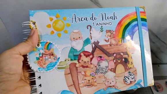 Livro de Assinatura Aniversário Infantil Arca de Noé Menino