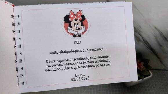 Livro de Assinatura Aniversário Infantil Minnie Vermelha