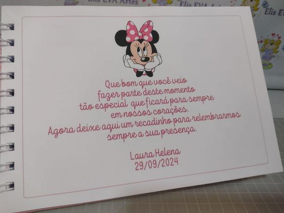 Livro de Assinatura com Folhas Personalizadas Minnie Rosa