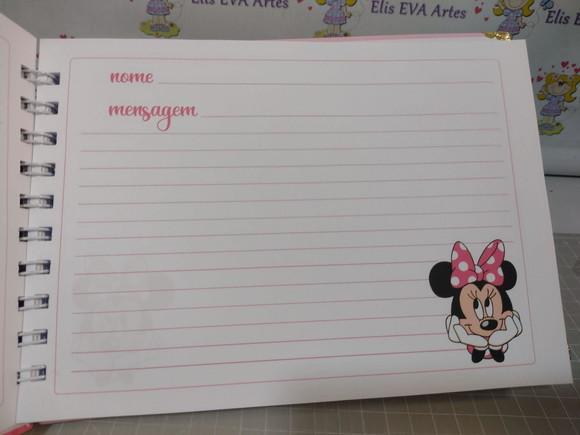 Livro de Assinatura com Folhas Personalizadas Minnie Rosa