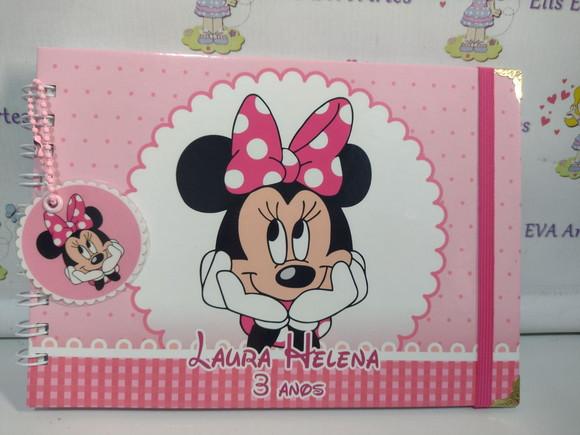 Livro de Assinatura com Folhas Personalizadas Minnie Rosa