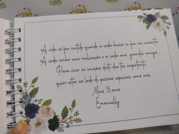 Livro de Assinaturas com Folhas Personalizadas 15 Anos Azul