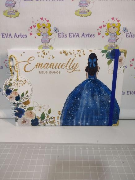 Livro de Assinaturas com Folhas Personalizadas 15 Anos Azul