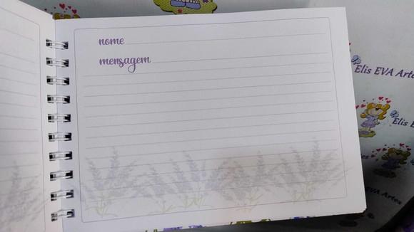 Livro de Assinaturas com Folhas Personalizadas Lavanda