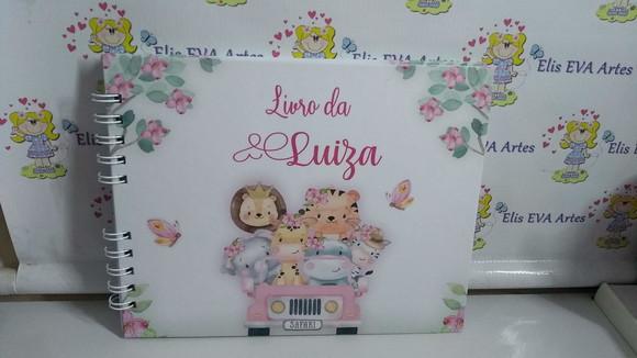 Livro do Bebê Safari Rosa Menina Personalizado