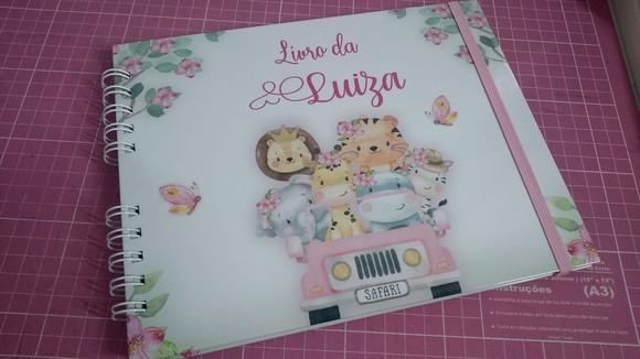 Livro do Bebê Safari Rosa Menina Personalizado