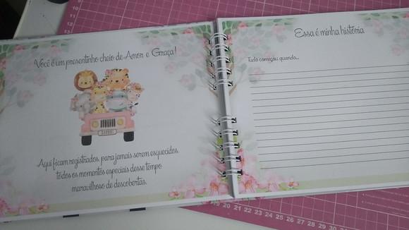 Livro do Bebê Safari Rosa Menina Personalizado