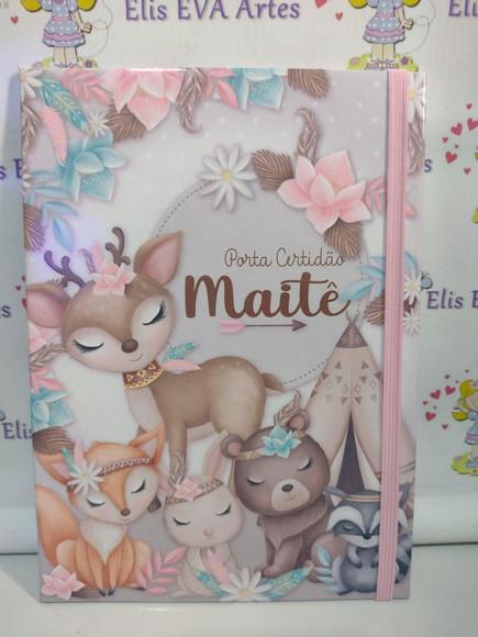 Porta Certidão Floresta Menina Personalizado 15,5x21,5