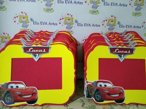 Porta retrato em EVA Carros Disney kit c/10 unidades