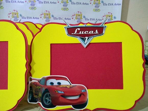 Porta retrato em EVA Carros Disney kit c/10 unidades