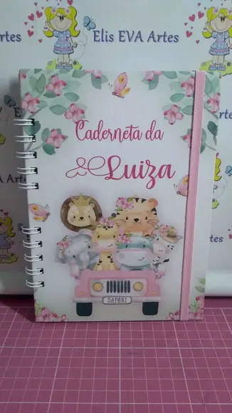 Caderneta de Vacina Personalizada Safari Rosa Menina+brinde