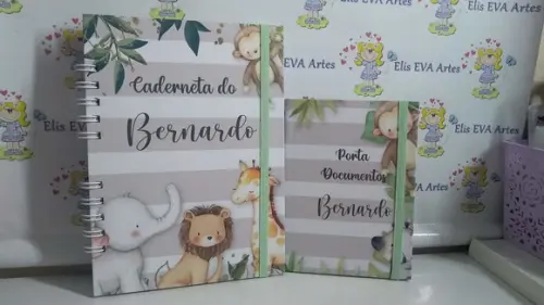 Caderneta de Vacina Safari Capa Dura Personalizada + Brinde