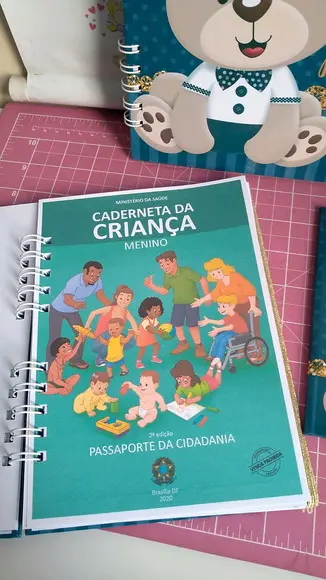 Caderneta de Vacina Ursinho Principe Capa Dura + Brinde