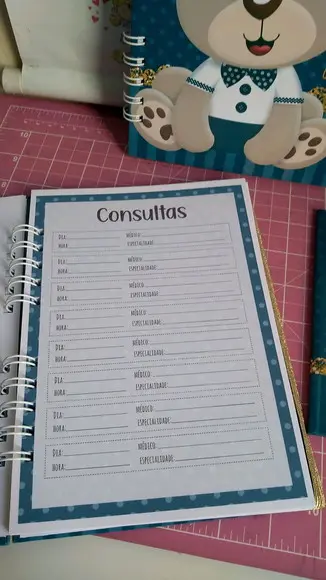 Caderneta de Vacina Ursinho Principe Capa Dura + Brinde