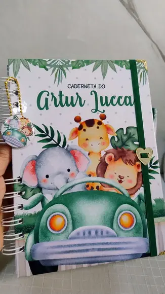 Caderneta de Vacinação Luxo Tema Safari c/ Porta Documentos