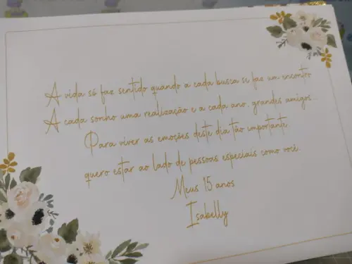 Caderno de Assinaturas Folhas Personalizadas 15 Anos Dourado
