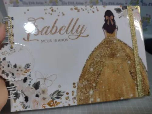 Caderno de Assinaturas Folhas Personalizadas 15 Anos Dourado