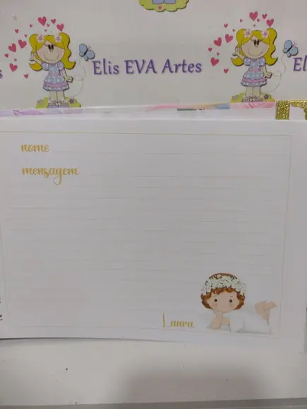 Caderno de Mensagens Batizado Menina Personalizado