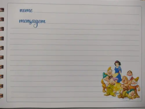 Caderno de Mensagens Branca de Neve Personalizado