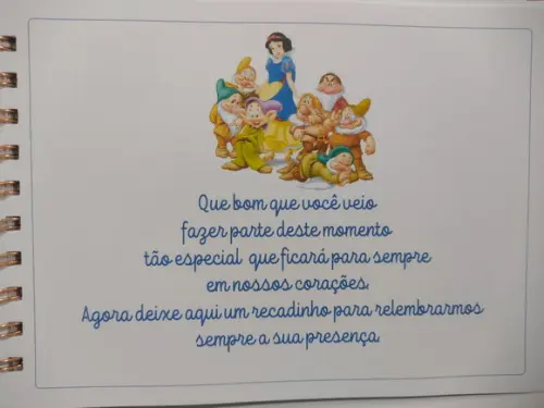 Caderno de Mensagens Branca de Neve Personalizado
