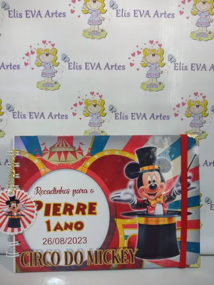 Caderno de Mensagens Circo do Mickey C/folhas Personalizadas