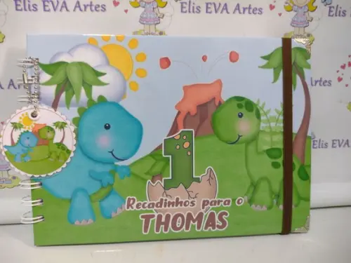 Caderno de Mensagens com Folhas Personalizadas Dino Baby