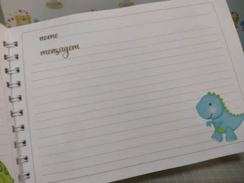 Caderno de Mensagens com Folhas Personalizadas Dino Baby