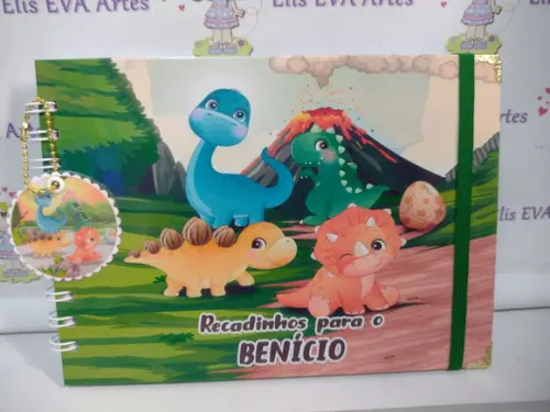Caderno de Mensagens com Folhas Personalizadas Dino Baby2