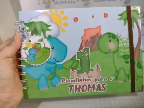 Caderno de Mensagens com Folhas Personalizadas Dino Baby