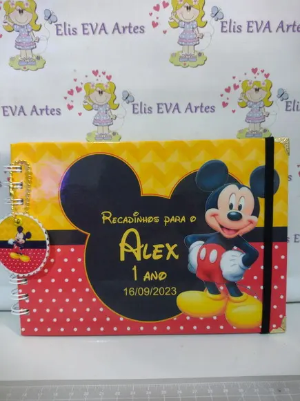 Caderno de Mensagens com Folhas Personalizadas Mickey