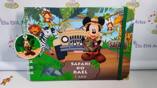 Caderno de Mensagens com Folhas Personalizadas Mickey Safari