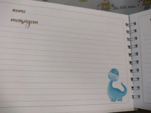 Caderno de Mensagens com Folhas Personalizadas Dino Baby2