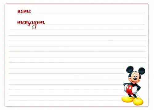 Caderno de Mensagens com Folhas Personalizadas Mickey