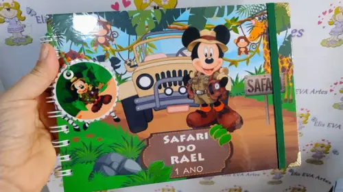 Caderno de Mensagens com Folhas Personalizadas Mickey Safari