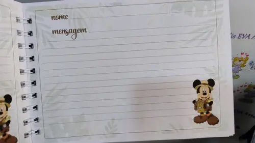 Caderno de Mensagens com Folhas Personalizadas Mickey Safari