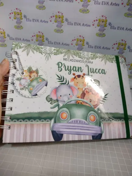 Caderno de Mensagens com Folhas Personalizadas Safari Baby